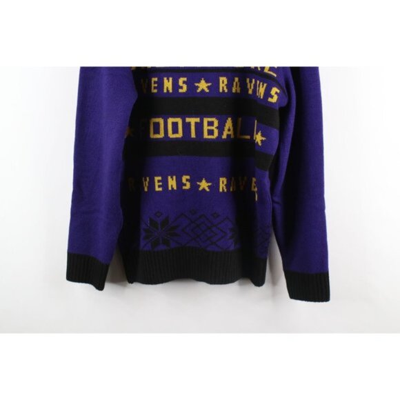 Streetwear Mens Large Snowflake Christmas Baltimore Ravens Football Knit Sweater - Picture 10 of 10